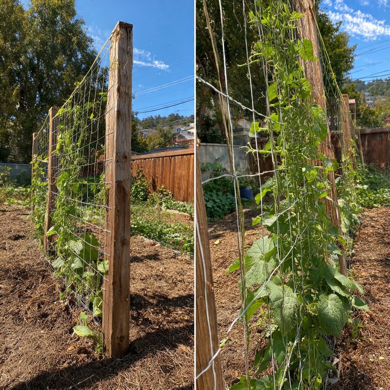 drót oszlop rács uborka futtatás